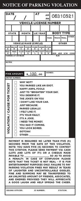 Printable Fake Parking Violation Ticket | semashow.com