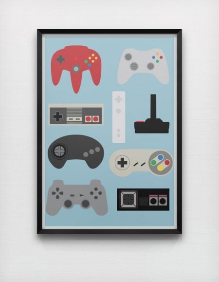Retro Gaming Controllers Poster