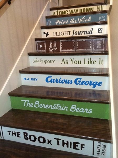 Vintage Book Decals for Stairs
