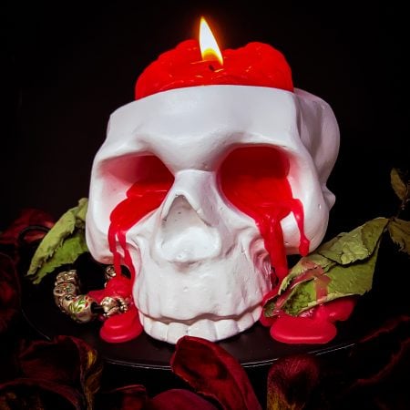 Crying Skull Candle Holder with Brain Candle