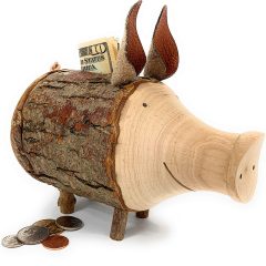 Handmade Wood Piggy Bank