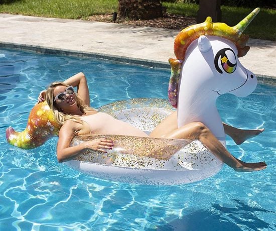 Inflatable Glitter Unicorn Pool Float