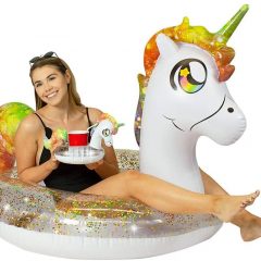 Inflatable Glitter Unicorn Pool Float