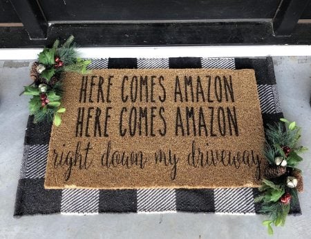 Here Comes Amazon Christmas Doormat