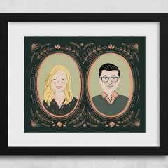 Personalized Cartoon Couples Portrait