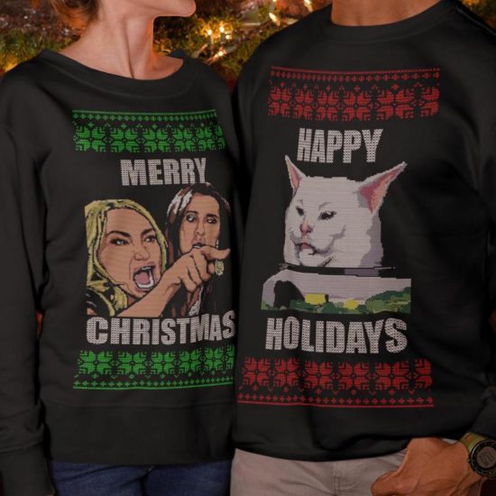 Yelling At Cat Meme Couples Sweater