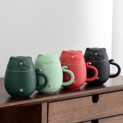 Lucky Cat Ceramic Tea Cup With Infuser