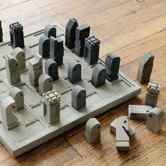 Concrete Brutalist Chess Set