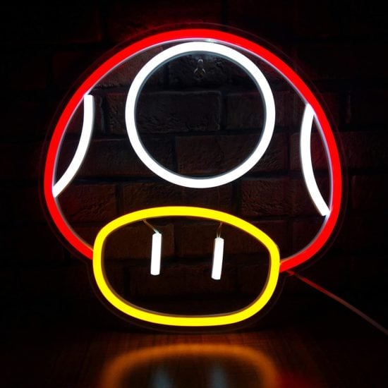 Mario Mushroom Neon Light