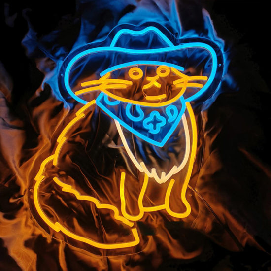 Cowboy Cat LED Neon Bar Sign