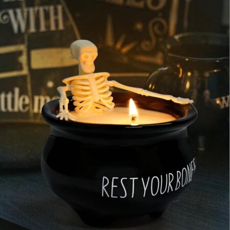 Skeleton Cauldron Candle