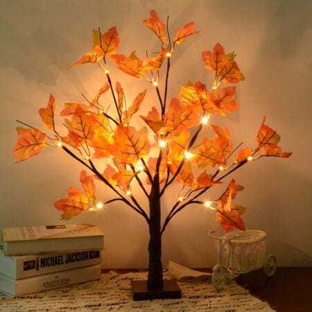 Cozy Glow LED Fall Maple Tree Table Lamp