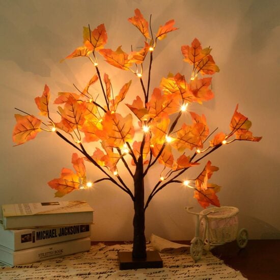 Cozy Glow LED Fall Maple Tree Table Lamp