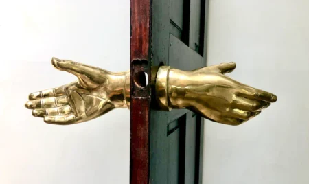 Bronze Hand Sculpture Door Handle