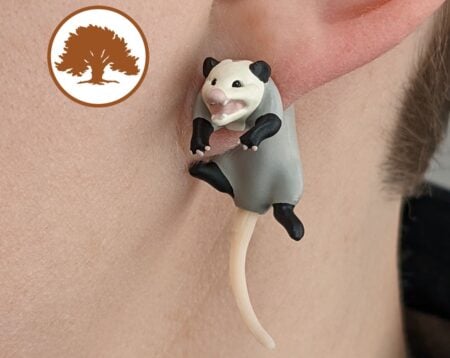 Hand-Painted Opossum Earrings