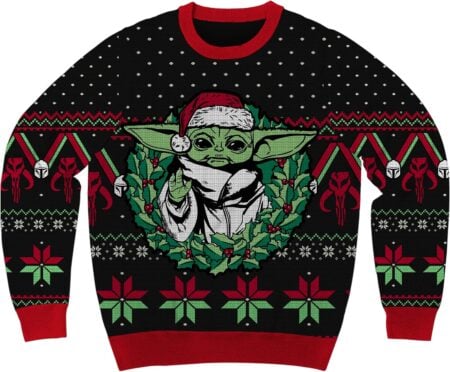 Mandalorian Grogu Wreath Christmas Sweater