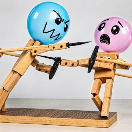 Wooden Balloon Fencing Puppets